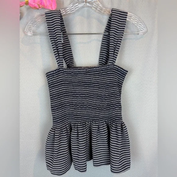 Madewell Texture & Thread Smocked Peplum Tank Top- Size Medium - Picture 2 of 10